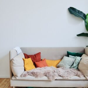 Colorful cushions on couch