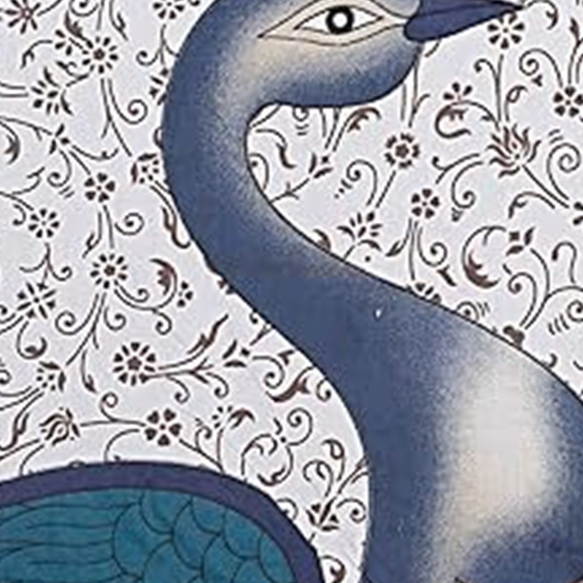Pillow cover area of the Blue Peacock Print Double Bedsheet – White Floral Jaal Design