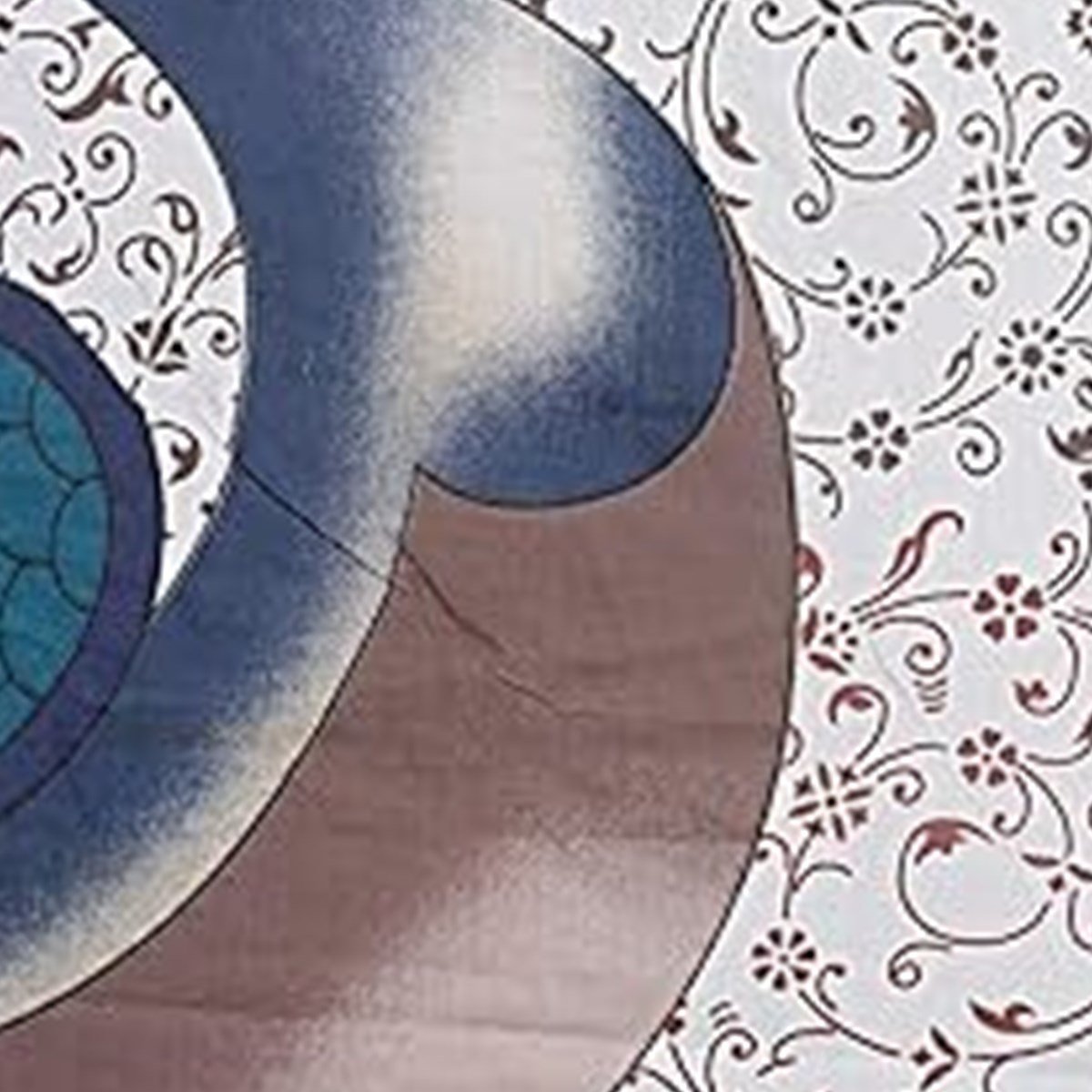 Close-up of the print on the Blue Peacock Print Double Bedsheet – White Floral Jaal Design