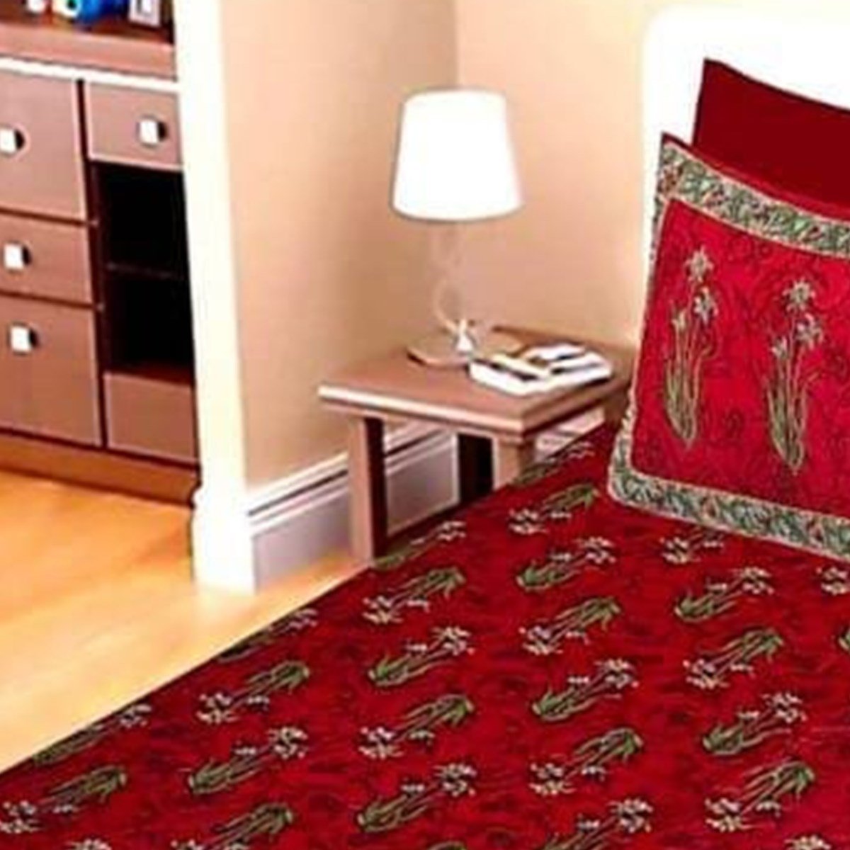 Pillow cover area of the Maroon Floral Vine Border Double Bedsheet